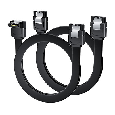 SATA Cable III Right Angle & Straight, 2-Pack SATA Data Cables 90 Degree + SATA
