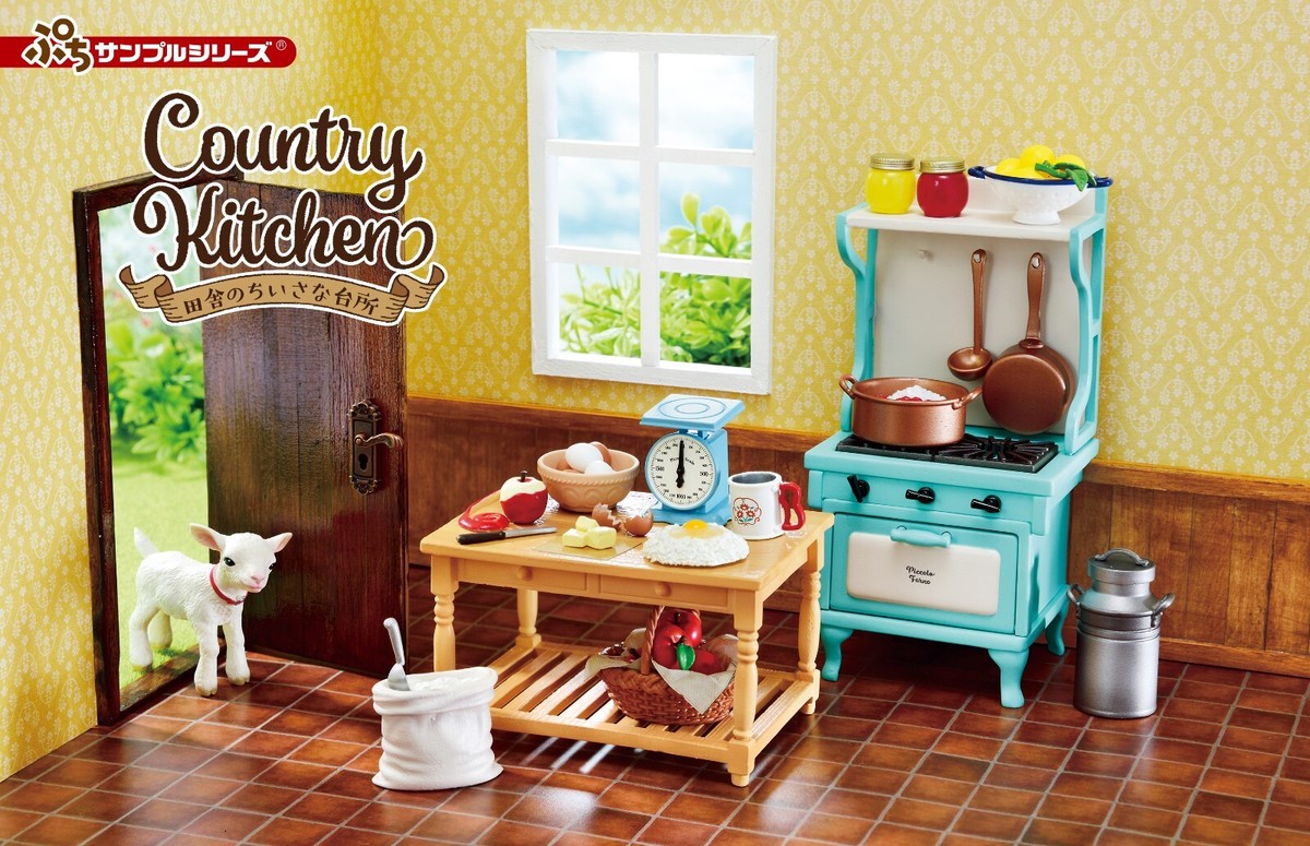 Re-Ment Miniatures Dollhouse Country Kitchen Kitchenware Full set
