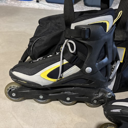 Rollerblades Zetra Blade Black & Yellow Mens Size US 11 EUC Manual Pads Bag - Picture 4 of 15