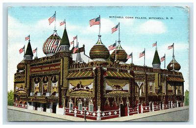 Mitchell Corn Palace South Dakota Postcard Linen Unposted Unused
