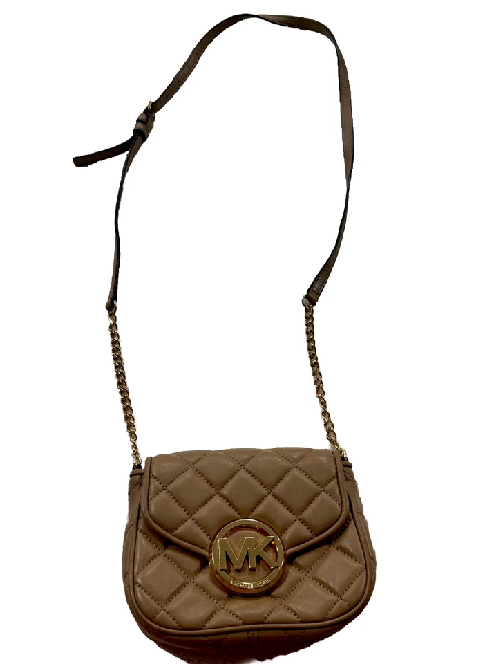Michael Kors Fulton Small Beige Quilted Leather Crossbody Bag 6.5" x 6" - Image 2 of 4