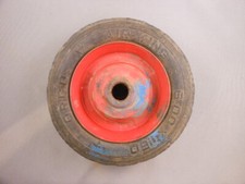 One Vtg 6" x 1 1/2" Wagon Cart Pedal Car Red Metal Rim  Black Rubber Tire