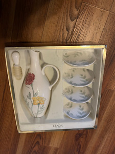 Lenox Artist Sketchbook Oil Bottle & 4 Dipping Saucer Bowls
