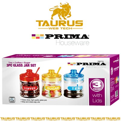 3x MINI GLAS SET Tee Kaffee Zucker Küche Kanister Aufbewahrung Süßbehälter