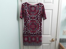 Eliza J Colorful Mosaic Tile Print Short Sleeve Shift Dress 6