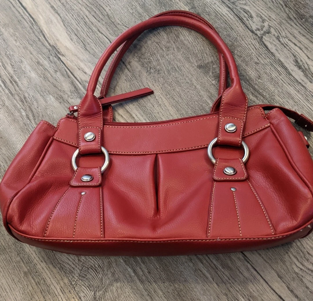 Nine West Faux Patent Leather Handbag Red Large Shoulder Bag Satchel Big  Purse