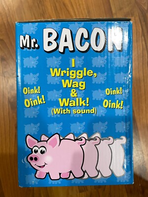 Vintage 1998 Mr Bacon Animated Blue Plush Pig Walking Sound Toy 9