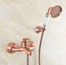 Antique Red Copper Bathtub Faucet Set Bathroom Handheld Shower Taps Kit 2tf266