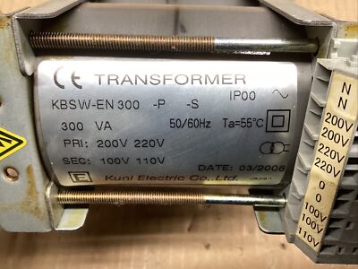 Kuni KBSW-EN300 200/220V Primary 100/110V Secondary 300VA Transformer #812M28