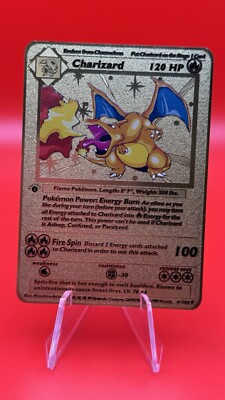 Pokemon METAL Gold card for display/gift 1st Edition Charizard Base set  4/102