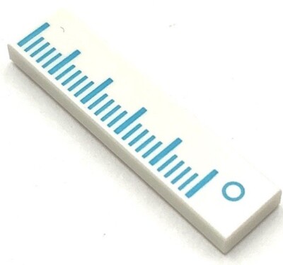 Lego New White Tile 1 x 4 with Medium Azure Ruler Measuring Tape Part