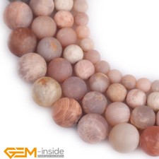Natural Gemstone Sunstone Frosted Matte Round Beads For Jewellery Making 15" AU