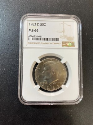 1983 D KENNEDY HALF DOLLAR NGC MS-66 - UNCIRCULATED - CLAD - CERTIFIED ...