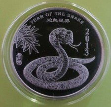2013 Silver 1 oz YEAR OF THE SNAKE ROUND BU Round - APMEX 81.95 per troy oz