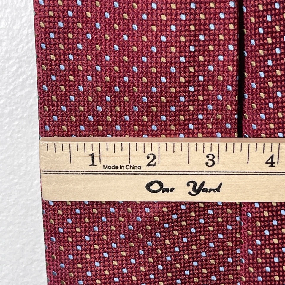 Corbata Jim Thompson para hombre roja micro punto colorida corbata de seda Foto 4 de 4