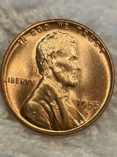 1955-S 💰 Lincoln Wheat Penny RED GEM/BU MS ++High Grade Condition.  Amazing!!