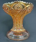 Vtg Imperial Carnival Glass Marigold Twins Punch Bowl Pedestal Hobstar & Arches