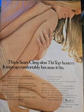 1970 Women's Sears Cling-alon thigh top hosiery stockings legs Vintage ad