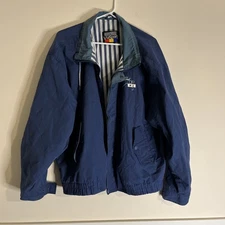 VTG 90s Hartwell Via Sport Blue FORD Collar Zip Up Jacket Men Size L