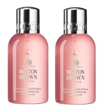 Molton Brown Delicious RHUBARB & ROSE Bath & Shower Gel Body Wash Duo: 2 x 50ml