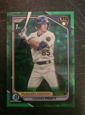 🔥🏟2024 Bowman Chrome Cooper Pratt Green Sapphire 69/99 Brewers🔥⚾️