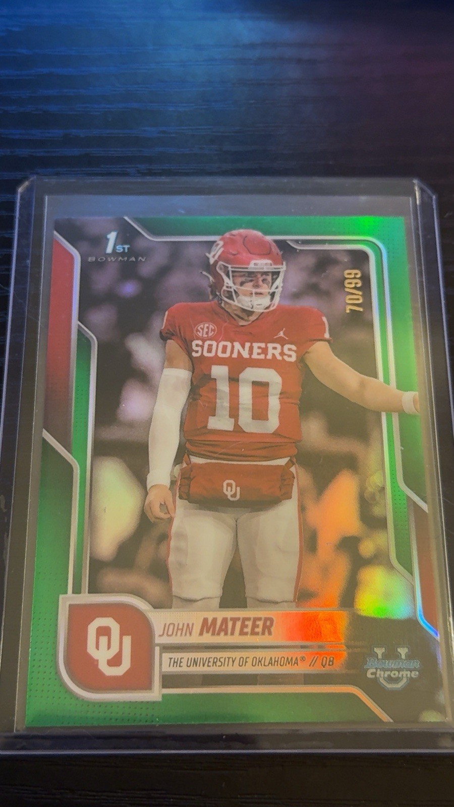 2025 Topps Bowman Chrome U John Mateer True Green 70/99 1st Bowman