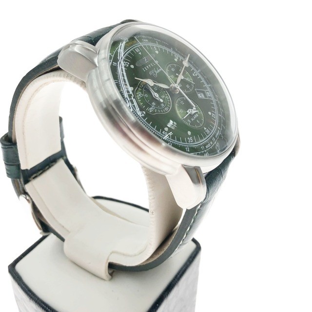 Zeppelin 8680-4 Chronograph Watch Green Used Mens 100th Anniversary Limited Japa image 3