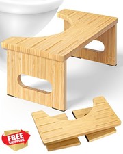 Foldable Toilet Stool 7.5" Bamboo Collapsible Potty Step Adult Bathroom