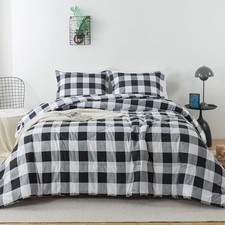 Plaid Comforter Set Black and White Size, 3 Pieces Buffalo Full Black Plaid
