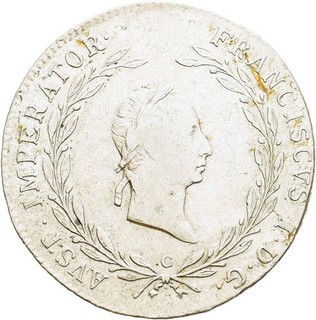 FITZ RDR Österreich Franz II./I. 1792 1835 20 Kreuzer 1827 C Prag Silber °TCH109