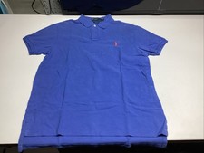 CLASSIC POLO RALPH LAUREN SHORT SLEEVE SHIRT TOP MESH COTTON ROYALE BLUE LARGE