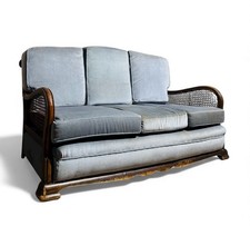 ANTIQUE WALNUT BEGERE SOFA ART DECO C1930s RE UPHOLSTERED