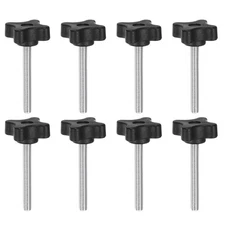 8pcs Star Knobs M6 x 55mm Metric Threaded Stud 32mm 4-Point Head Clamping Screws