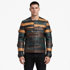 Multi-Tone Leather Belted Jacket | Handmade S...