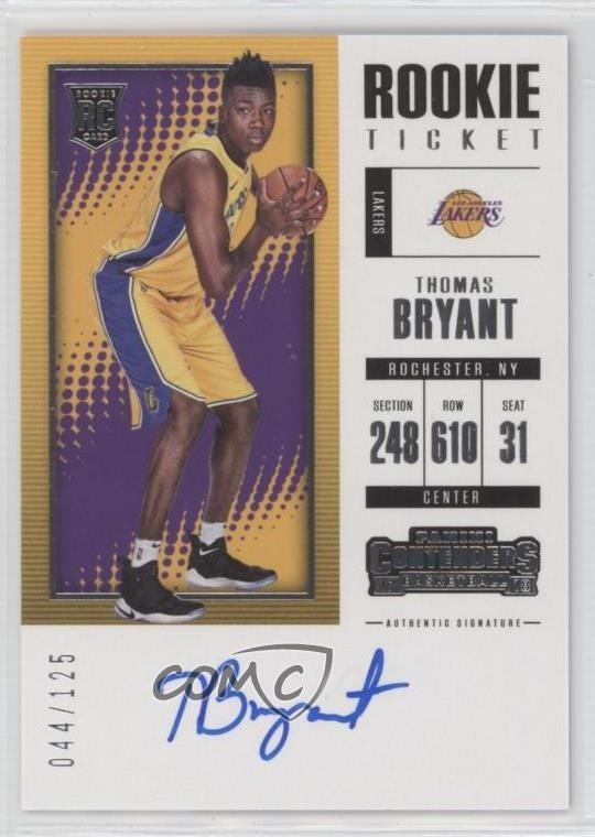 2017-18 Panini Contenders Ticket 44/125 Thomas Bryant #140 Rookie Auto RC 5e4