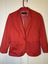 The Limited Women's Orange One-Button Lined Collared Blazer Pockets Size S