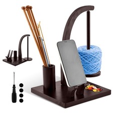 Yarn Holder for Crocheting,Wooden Crochet Yarn Holder Magnetic Rotation Yarns...