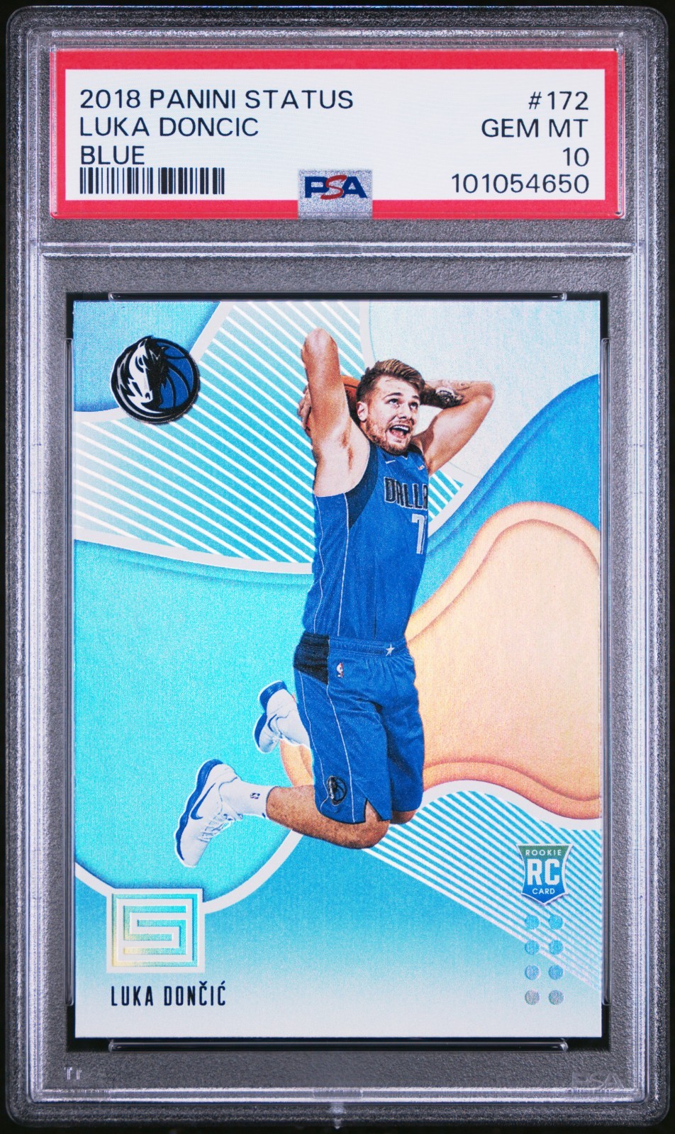 Luka Doncic 2018-19 Panini Status #172 BLUE Parallel Rookie RC PSA 10 GEM MINT view 1