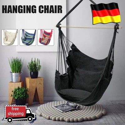 Hängesessel Hängestuhl Hängeschaukel Hängekorb Hängematte mit 2 Kissen Sitz NEU