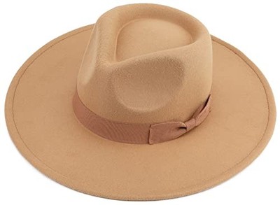 Women’s wide brim fedora hat camel Veronique-wide brim fedora straw hat camel,SPF50 ,OSFA  main image 3