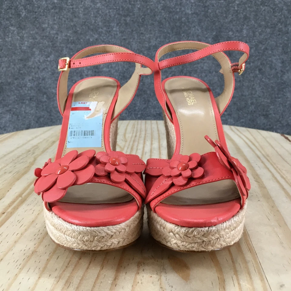 NUEVO Michael Kors Tacones Mujer 6 M Flora Tirantes Cuña Alpargata Coral Rosa Foto 4 de 4