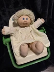 Cabbage Patch Kids Vintage 1982 Doll w Carrier White Girl Short Blonde Hair