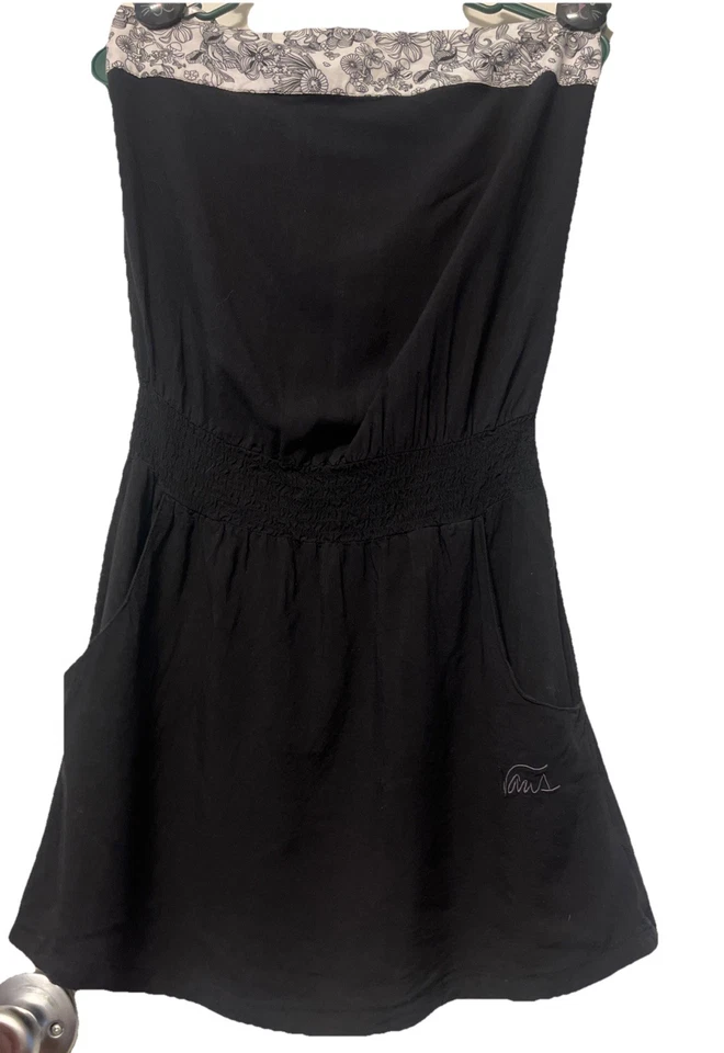 Vans Strapless Cover Up  Large Black / White Mushroom Floral Trim - Image 4 of 4