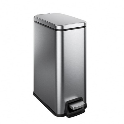 Slim Bathroom Trash Can with Lid Soft Close, 1.6 Gallon Stainless Steel Garbage