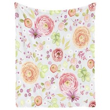 Colorful Watercolor Rose Floral Flannel Fleece Throw Blanket 50x60 Inch