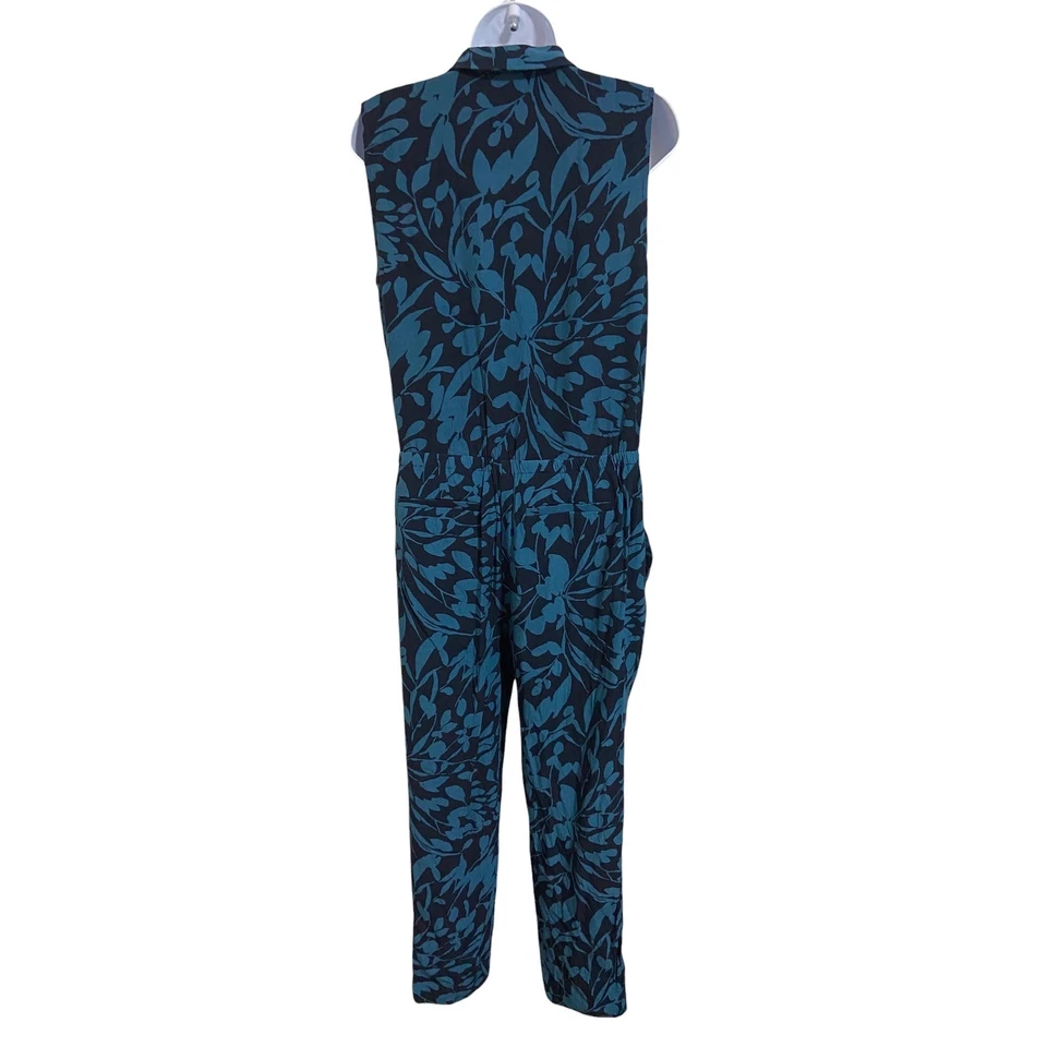 Mono Ann Taylor LOFT Azul Marino Floral Sin Mangas Pierna Ancha Resort Boho Talla 4 Foto 3 de 4