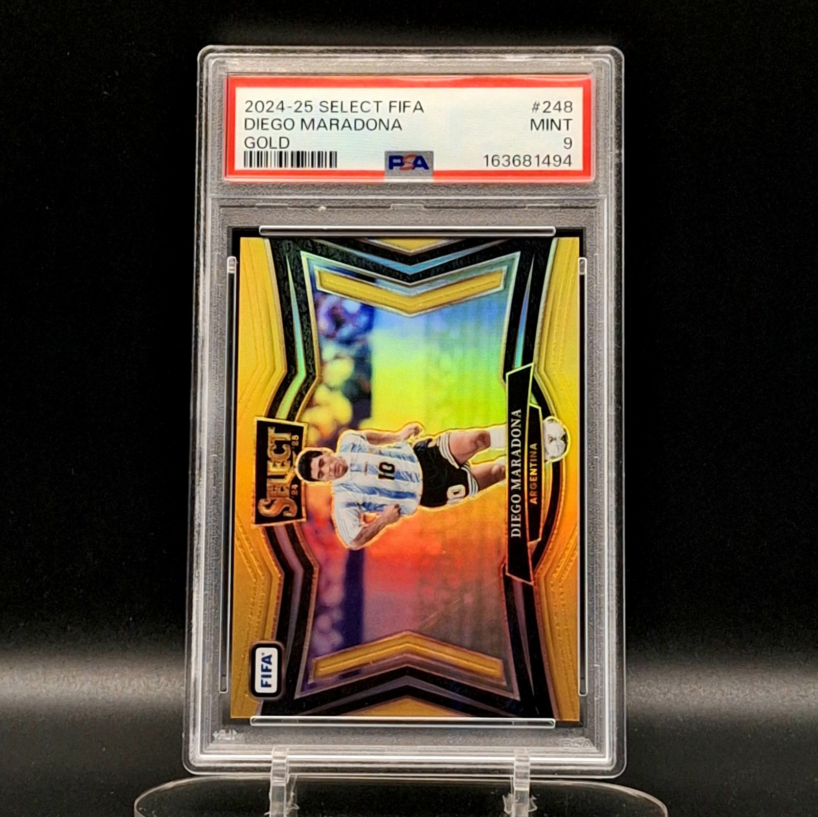 2024-25 Panini Select FIFA Diego Maradona Gold /10 PSA 9 #248 Argentina TOP POP view 9
