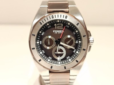 RETRO LESS USED SPORT BROWN DIAL 42 MM MEN LADIES DAY DATE QUARTZ WATCH ''FOSSIL''