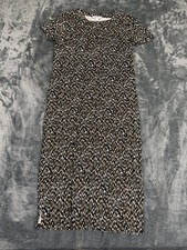 Nine West Black & Brown Geometric Short Sleeve Maxi Dress Size Small