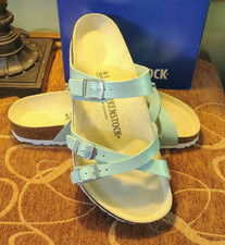 NIB BIRKENSTOCK Women s Sz US 10 M/EUR 41 FRANCA Shiny Lizard Surf Green NWT